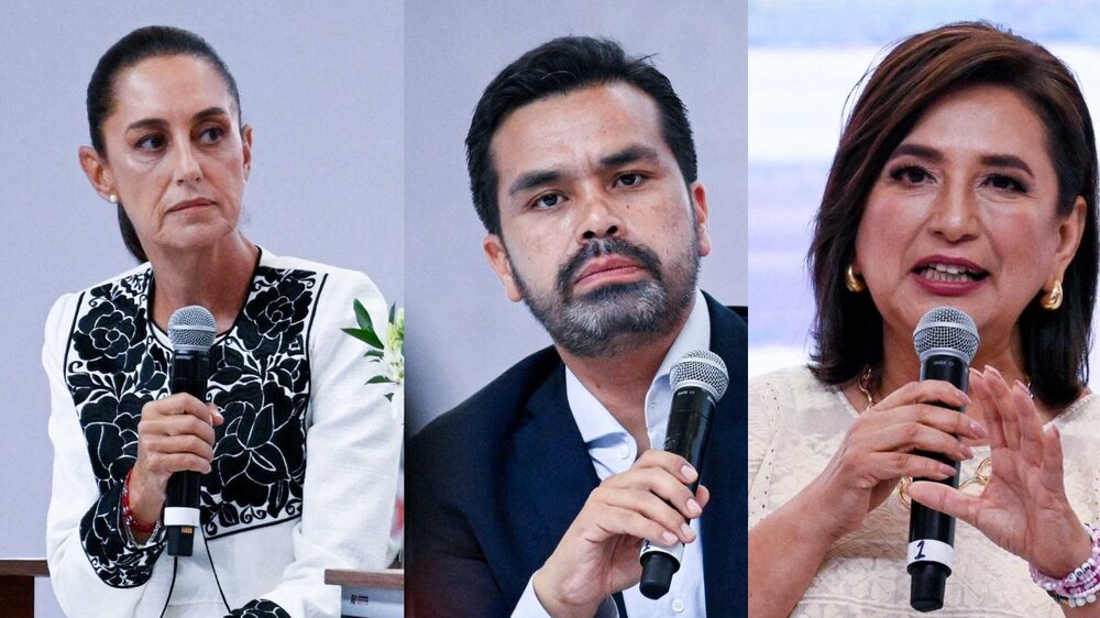 Los candidatos a la presidencia de México, Claudia Sheinbaum, Jorge Álvarez Máynez y Xóchitl Gálvez Los candidatos a la presidencia de México, Claudia Sheinbaum, Jorge Álvarez Máynez y Xóchitl Gálvez