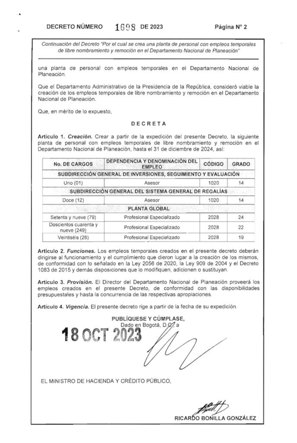 Decreto Planeación Nacional Decreto Planeación Nacional