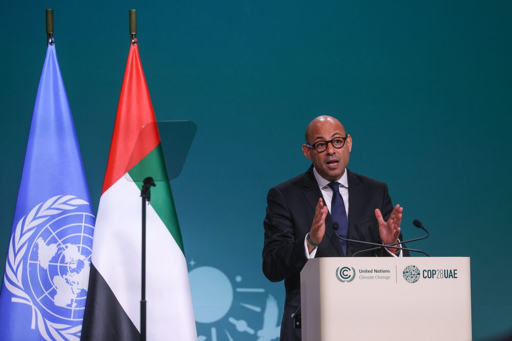 Simon Stiell, secretario ejecutivo de Cambio Climático de la ONU, en la COP28 en Dubai. Fotógrafo: Hollie Adams/Bloomberg
Simon Stiell, secretario ejecutivo de Cambio Climático de la ONU, en la COP28 en Dubai. Fotógrafo: Hollie Adams/Bloomberg
