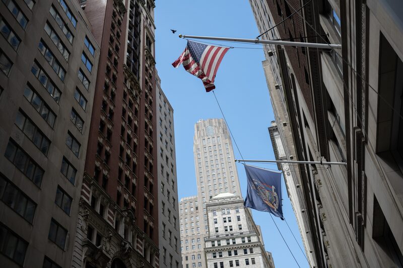 Prédios no centro financeiro de Wall Street em Nova York Prédios no centro financeiro de Wall Street em Nova York