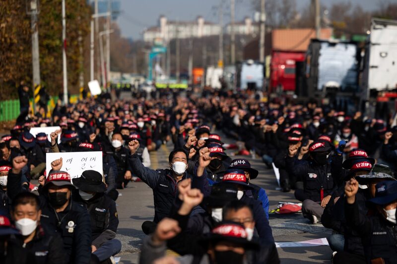 Camioneros en huelga Camioneros en huelga