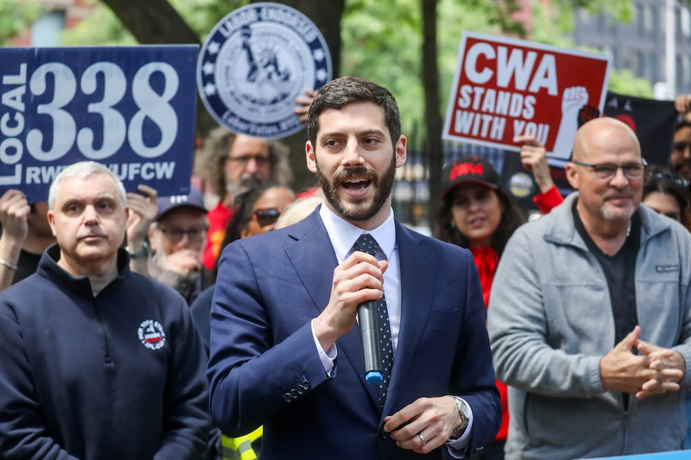 US Congressional Candidate Alex Bores Attends "Workers for Bores" Day Of Action US Congressional Candidate Alex Bores Attends "Workers for Bores" Day Of Action