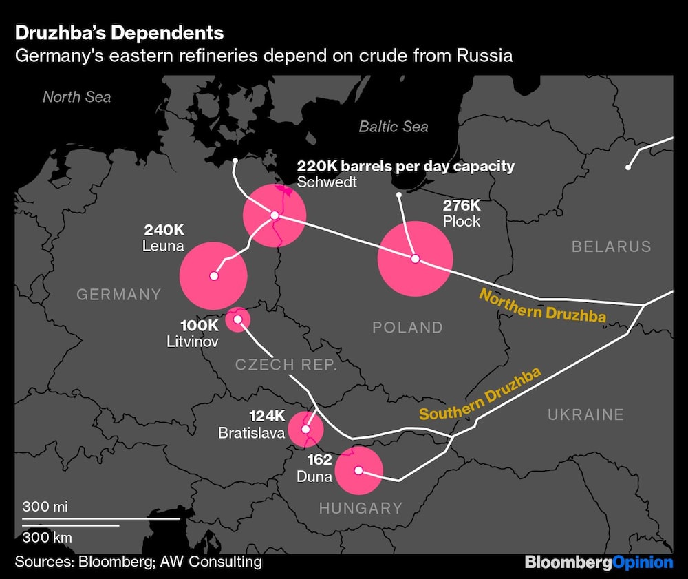 Las refinerías del este de Alemania dependen del crudo de Rusia Las refinerías del este de Alemania dependen del crudo de Rusia