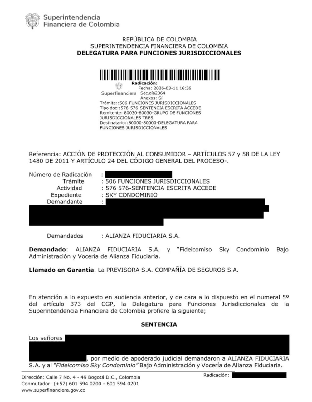 Sentencia Alianza Fiduciaria Sentencia Alianza Fiduciaria