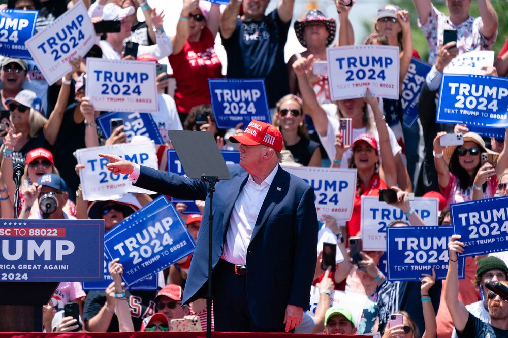 El expresidente Donald Trump durante un acto de campaña en Pickens, Carolina del Sur, el 1 de julio. El expresidente Donald Trump durante un acto de campaña en Pickens, Carolina del Sur, el 1 de julio.