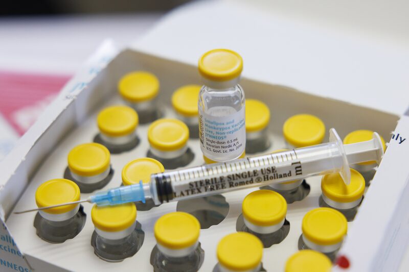 Vials of Bavarian Nordic's Jynneos mpox vaccine. Vials of Bavarian Nordic's Jynneos mpox vaccine.