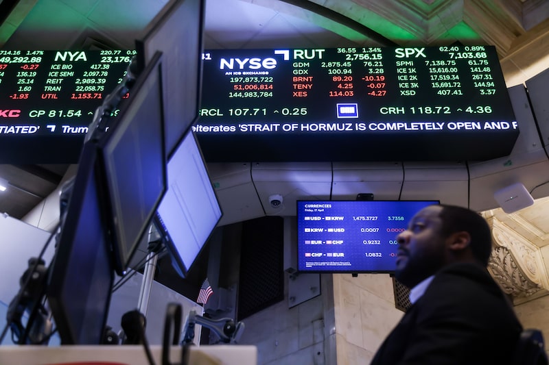 A news ticker broadcasts Iran war news during Aevex Corp.'s initial public offering (IPO) on the floor of the New York Stock Exchange (NYSE) in New York, US, on Friday, April 17, 2026. Aevex Corp., a maker of military drones, raised $320 million in its initial public offering, as investment in modern defense and autonomous systems rises. Photographer: Michael Nagle/Bloomberg A news ticker broadcasts Iran war news during Aevex Corp.'s initial public offering (IPO) on the floor of the New York Stock Exchange (NYSE) in New York, US, on Friday, April 17, 2026. Aevex Corp., a maker of military drones, raised $320 million in its initial public offering, as investment in modern defense and autonomous systems rises. Photographer: Michael Nagle/Bloomberg