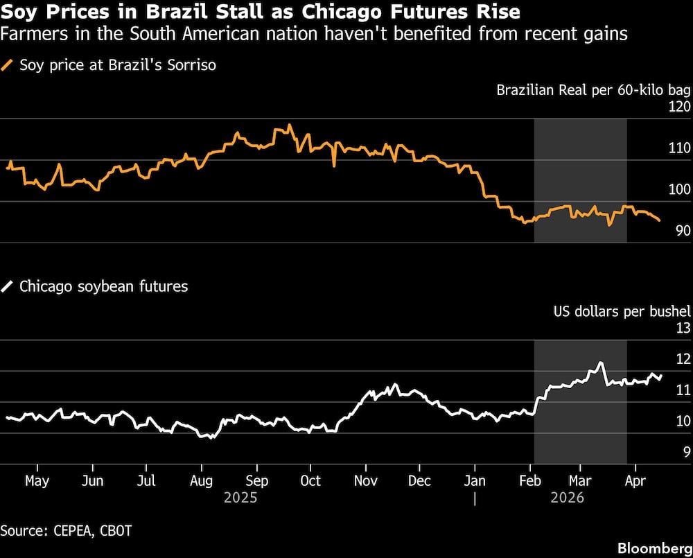 Soy Prices in Brazil Stall as Chicago Futures Rise | Farmers in the South American nation haven't benefited from recent gains Soy Prices in Brazil Stall as Chicago Futures Rise | Farmers in the South American nation haven't benefited from recent gains