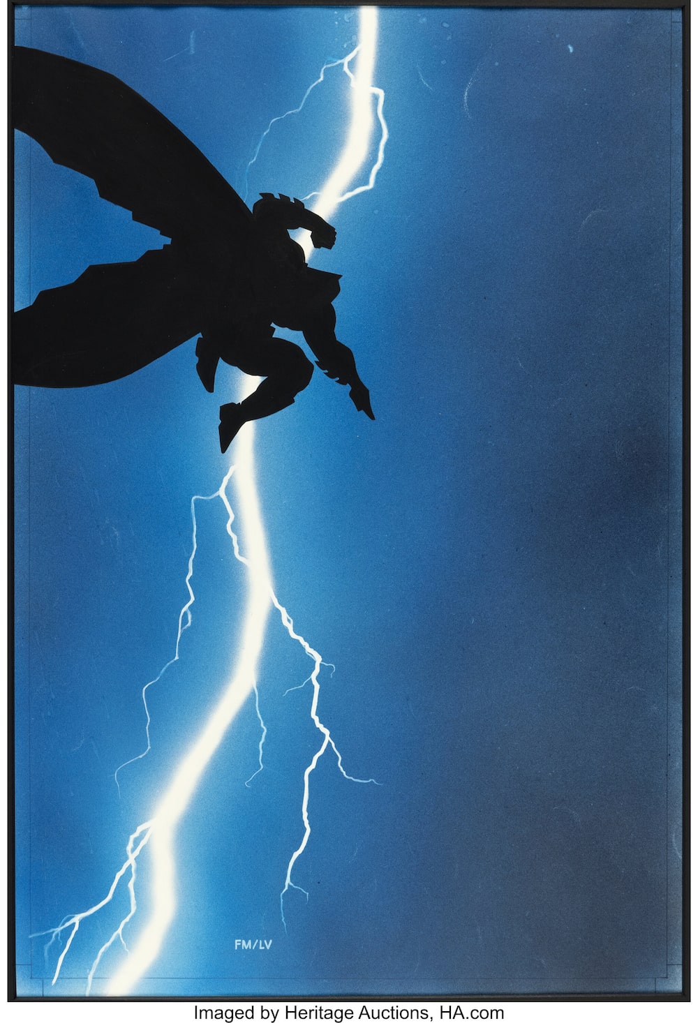 The original cover art for the 1986 graphic novel Batman: The Dark Knight Returns The original cover art for the 1986 graphic novel Batman: The Dark Knight Returns