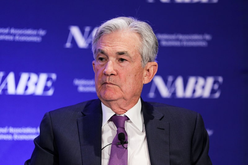 Jerome Powell, chairman of the U.S. Federal Reserve, during the National Association of Business Economics (NABE) economic policy conference in Washington, D.C, U.S., on Monday, March 21, 2022. The theme of this year's annual meeting is "Policy Options for Sustainable and Inclusive Growth." Photographer: Valerie Plesch/Bloomberg Jerome Powell, chairman of the U.S. Federal Reserve, during the National Association of Business Economics (NABE) economic policy conference in Washington, D.C, U.S., on Monday, March 21, 2022. The theme of this year's annual meeting is "Policy Options for Sustainable and Inclusive Growth." Photographer: Valerie Plesch/Bloomberg