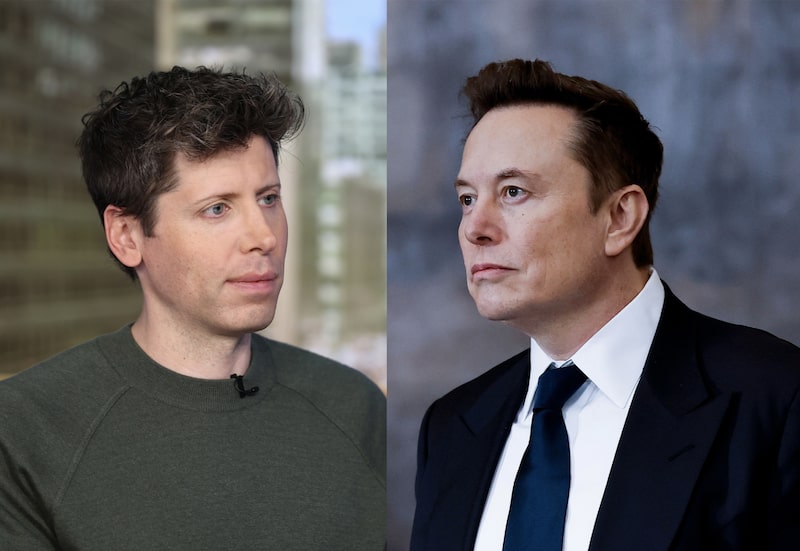 Sam Altman y Elon Musk. Fotógrafos: Mike Coppola y Chip Somodevilla/Getty Images Sam Altman y Elon Musk. Fotógrafos: Mike Coppola y Chip Somodevilla/Getty Images