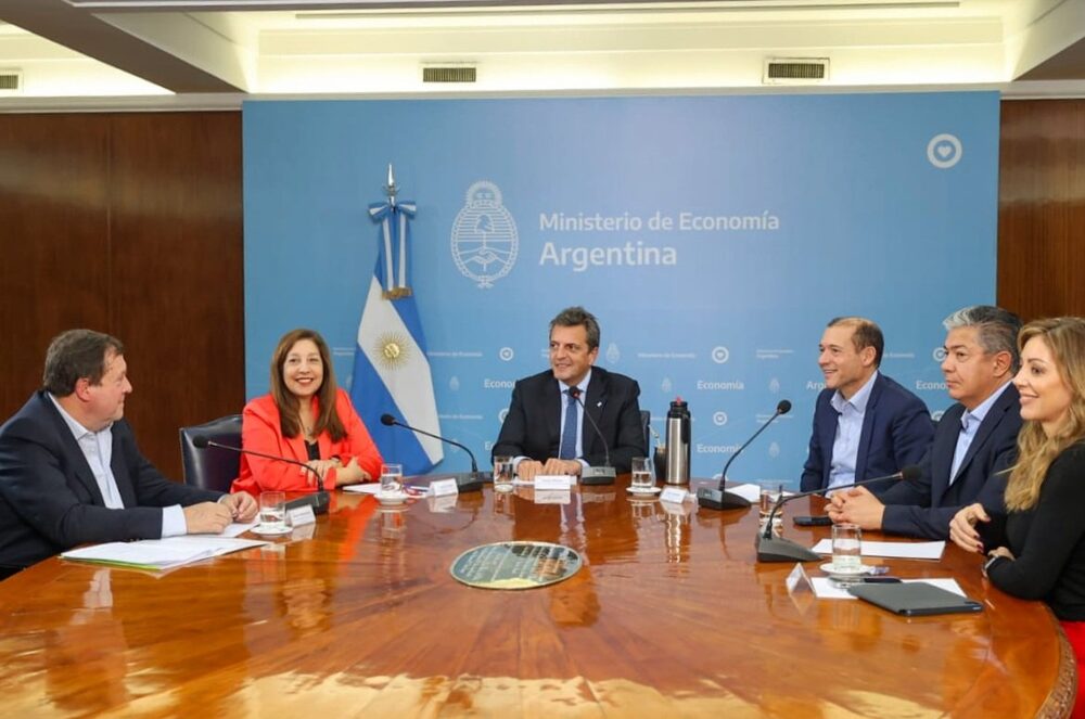 Argentina's Economy Minister and ruling coalition presidential candidate Sergio Massa (center) during a meeting with provincial governors. Argentina's Economy Minister and ruling coalition presidential candidate Sergio Massa (center) during a meeting with provincial governors.