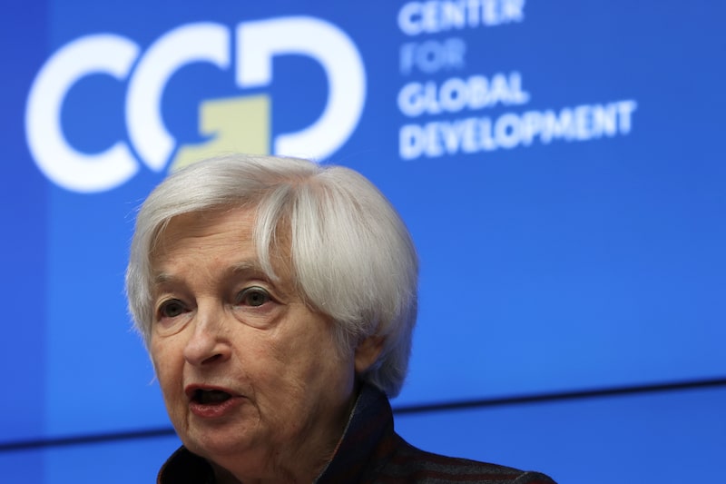 La secretaria del Tesoro de Estados Unidos, Janet Yellen, pronuncia un discurso sobre el desarrollo internacional y la evolución de los bancos multilaterales de desarrollo en el Centro para el Desarrollo Global el 6 de octubre de 2022 en Washington, DC. La secretaria del Tesoro de Estados Unidos, Janet Yellen, pronuncia un discurso sobre el desarrollo internacional y la evolución de los bancos multilaterales de desarrollo en el Centro para el Desarrollo Global el 6 de octubre de 2022 en Washington, DC.