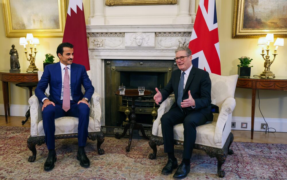 Emir de Catar y el primer ministro del Reino Unido Emir de Catar y el primer ministro del Reino Unido