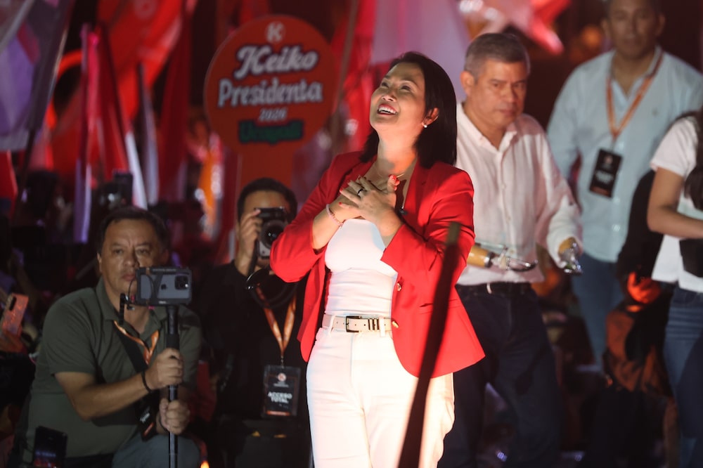 Keiko Fujimori durante um comício de encerramento de campanha em Lima, em 4 de junho. Foto: Bloomberg Keiko Fujimori durante um comício de encerramento de campanha em Lima, em 4 de junho. Foto: Bloomberg