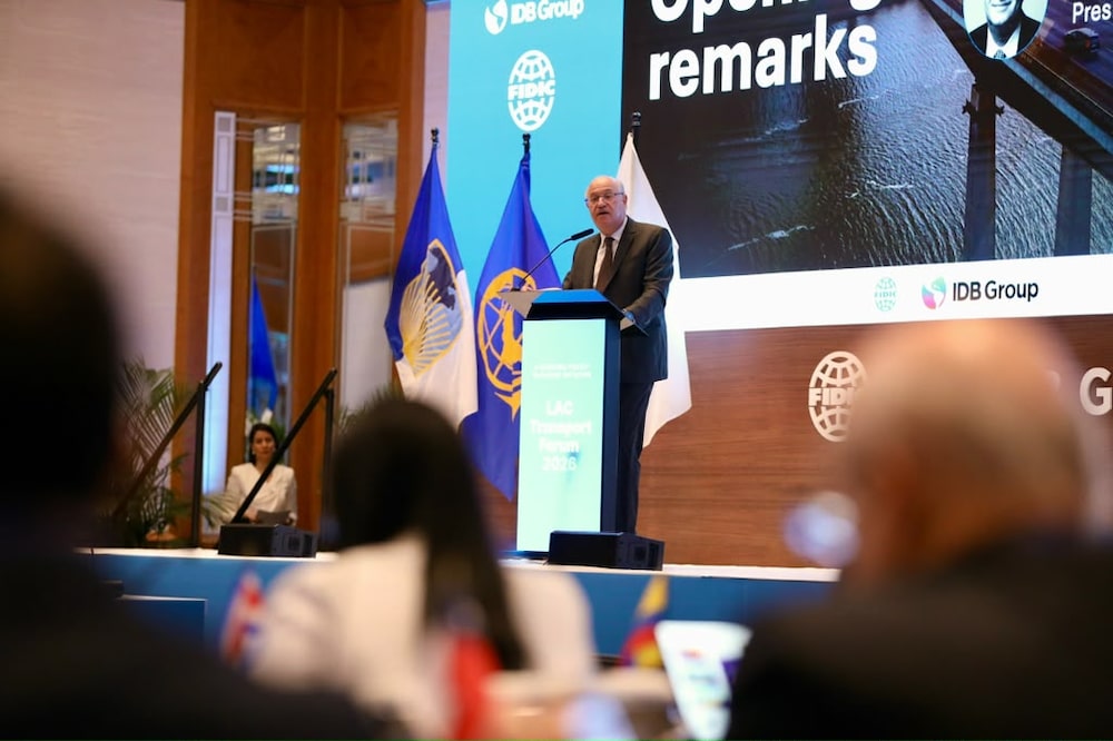 Ilan Goldfajn, presidente del BID, interviene durante la apertura del LAC Transport Forum 2026 en Miami. Ilan Goldfajn, presidente del BID, interviene durante la apertura del LAC Transport Forum 2026 en Miami.