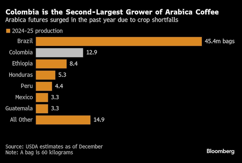 Colombia es el segundo mayor productor de café arábica | Los futuros del arábica subieron el año pasado debido a la escasez de cosechas Colombia es el segundo mayor productor de café arábica | Los futuros del arábica subieron el año pasado debido a la escasez de cosechas