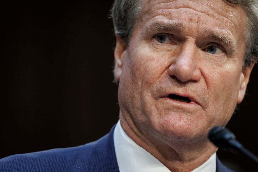 Brian Moynihan, chief executive officer of Bank of America Corp., speaks during a Senate Banking, Housing, and Urban Affairs Committee hearing in Washington, DC, US, on Wednesday, Dec. 6, 2023. The heads of the biggest US banks will use the hearing to make their case for watering down rule proposals they argue will harm the economy. Photographer: Ting Shen/Bloomberg Brian Moynihan, chief executive officer of Bank of America Corp., speaks during a Senate Banking, Housing, and Urban Affairs Committee hearing in Washington, DC, US, on Wednesday, Dec. 6, 2023. The heads of the biggest US banks will use the hearing to make their case for watering down rule proposals they argue will harm the economy. Photographer: Ting Shen/Bloomberg