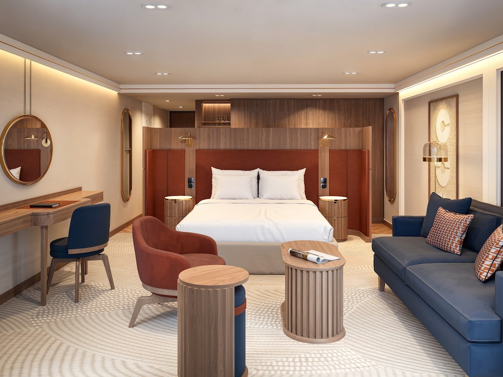 Interior do AmaRudi, que a AmaWaterways promete como novo padrão de espaço e conforto nos rios europeus a partir de 2027 Interior do AmaRudi, que a AmaWaterways promete como novo padrão de espaço e conforto nos rios europeus a partir de 2027