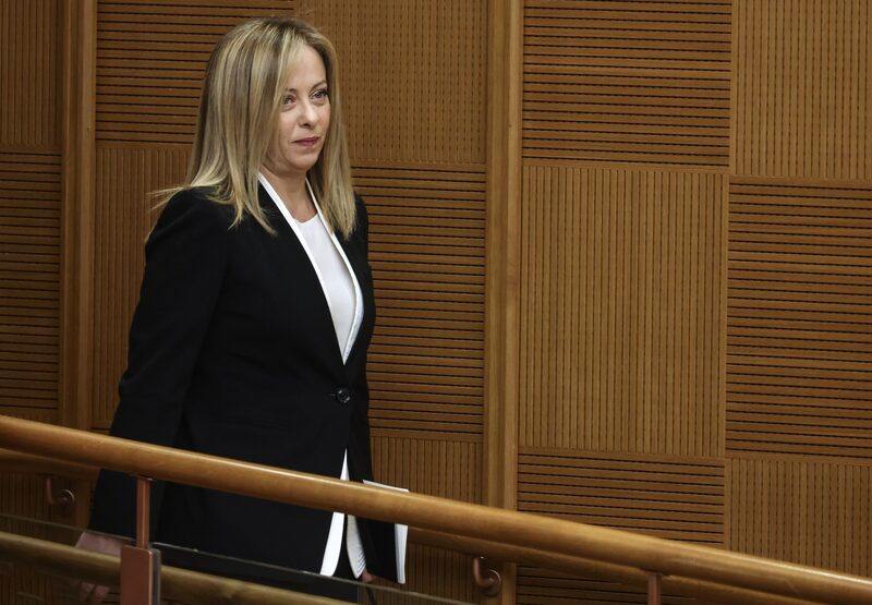 Giorgia Meloni, Italy's prime minister, arrives to deliver her first year-end press conference in Rome, Italy, on Thursday, Dec. 29, 2022. Giorgia Meloni, Italy's prime minister, arrives to deliver her first year-end press conference in Rome, Italy, on Thursday, Dec. 29, 2022.