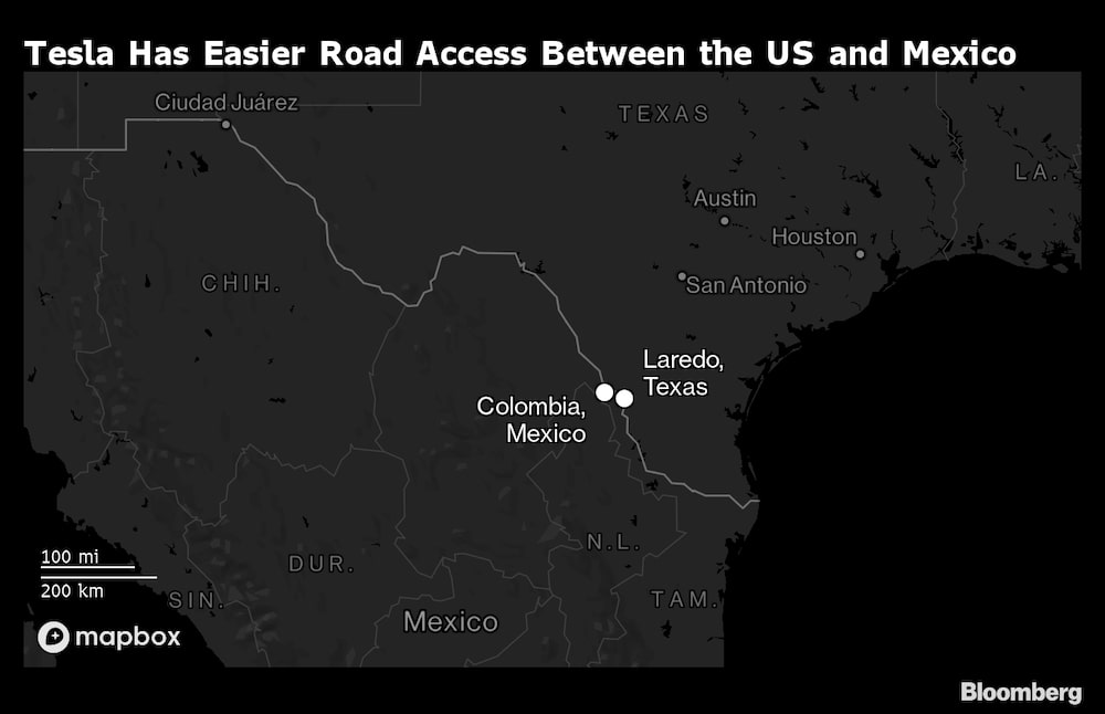 Tesla tiene un acceso por carretera más expedito entre EE.UU. y México Tesla tiene un acceso por carretera más expedito entre EE.UU. y México