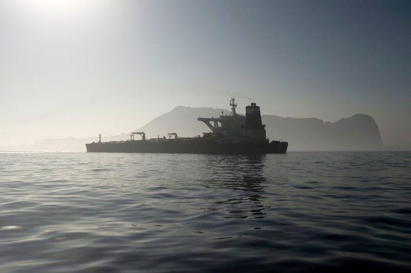 La imagen muestra al superpetrolero iraní Grace 1 frente a la costa de Gibraltar el 15 de agosto de 2019. La imagen muestra al superpetrolero iraní Grace 1 frente a la costa de Gibraltar el 15 de agosto de 2019.