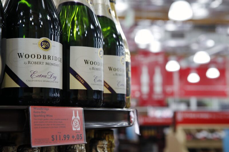 Bottles of Woodbridge by Robert Mondavi extra dry California sparking wine, from Constellation Brands Bottles of Woodbridge by Robert Mondavi extra dry California sparking wine, from Constellation Brands