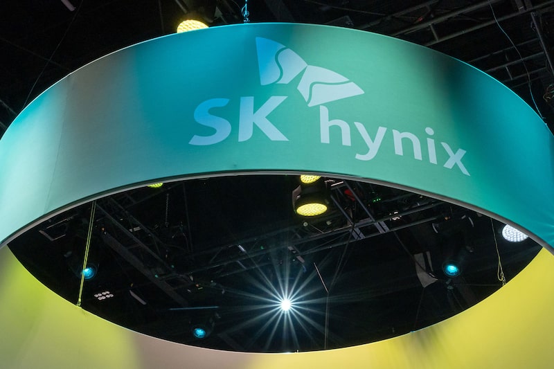 SK hynix signage. SK hynix signage.