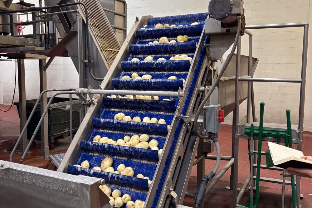 Batatas sendo processadas nas instalações de Beloit. Fotógrafo (Foto: Kristina Peterson/Bloomberg) Batatas sendo processadas nas instalações de Beloit. Fotógrafo (Foto: Kristina Peterson/Bloomberg)