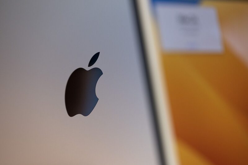 The Apple logo. The Apple logo.