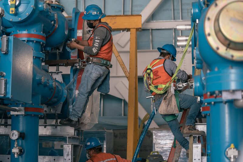 Workers at the Metro Energy Project Buen Tono High Voltage Substation (SEAT) while under construction in Mexico City, Mexico, Friday, Aug 5, 2022. The Metro-Energy project aims to mitigate the risk of service interruptions caused by power supply failures and reduce electricity costs by creating the Buen Tono High-Voltage Substation. Photographer: Luis Antonio Rojas/Bloomberg Workers at the Metro Energy Project Buen Tono High Voltage Substation (SEAT) while under construction in Mexico City, Mexico, Friday, Aug 5, 2022. The Metro-Energy project aims to mitigate the risk of service interruptions caused by power supply failures and reduce electricity costs by creating the Buen Tono High-Voltage Substation. Photographer: Luis Antonio Rojas/Bloomberg