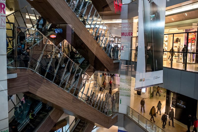Shoppers at the Costanera Center mall in Santiago, Chile. Shoppers at the Costanera Center mall in Santiago, Chile.