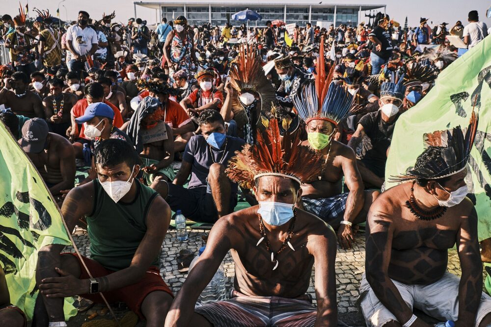 O STF suspendeu o julgamento do marco temporal de terras indígenas e deve retomá-lo na próxima quarta-feira (1) O STF suspendeu o julgamento do marco temporal de terras indígenas e deve retomá-lo na próxima quarta-feira (1)