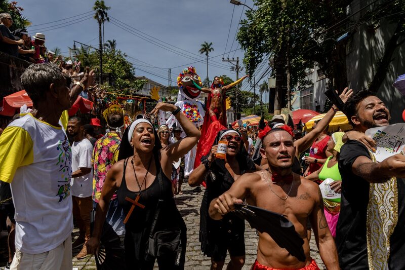 Revelers at a bloco street party during Carnival celebrations in Rio de Janeiro. Revelers at a bloco street party during Carnival celebrations in Rio de Janeiro.