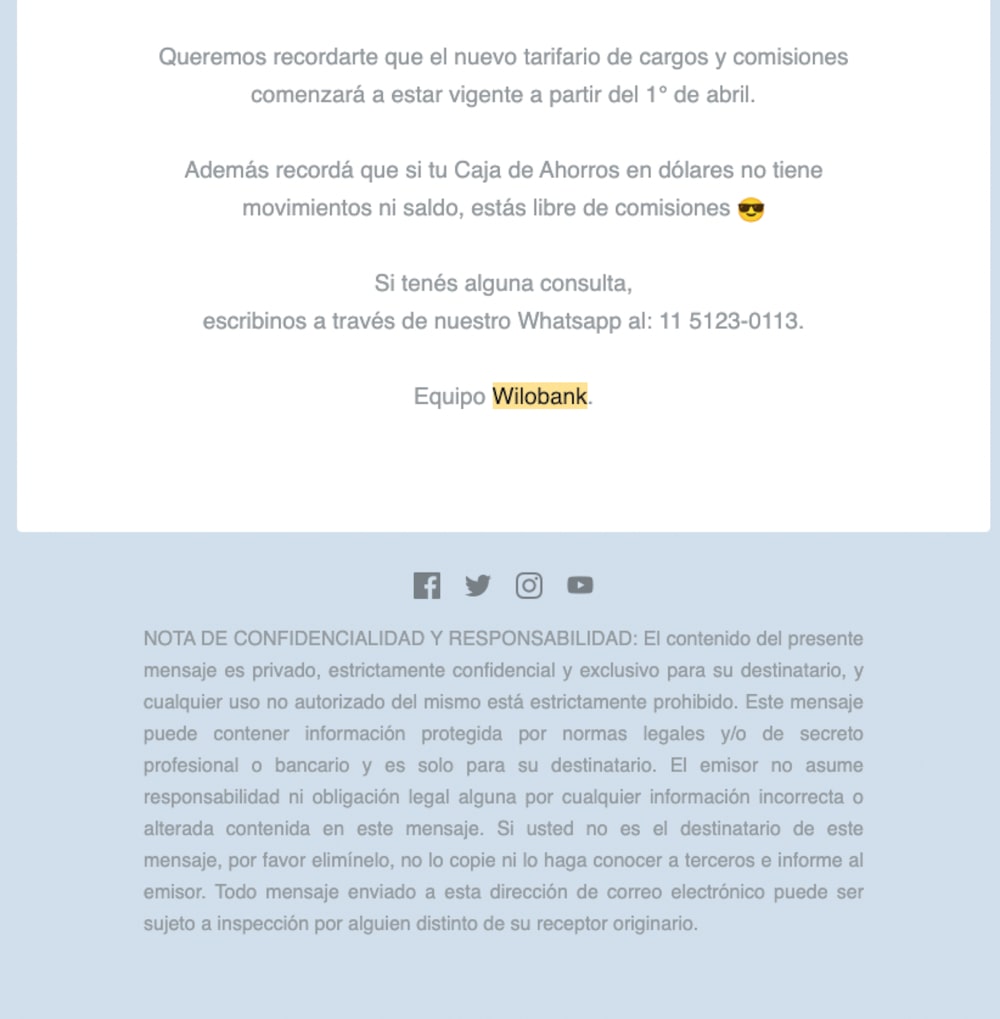 Comunicado Wilobank Comunicado Wilobank