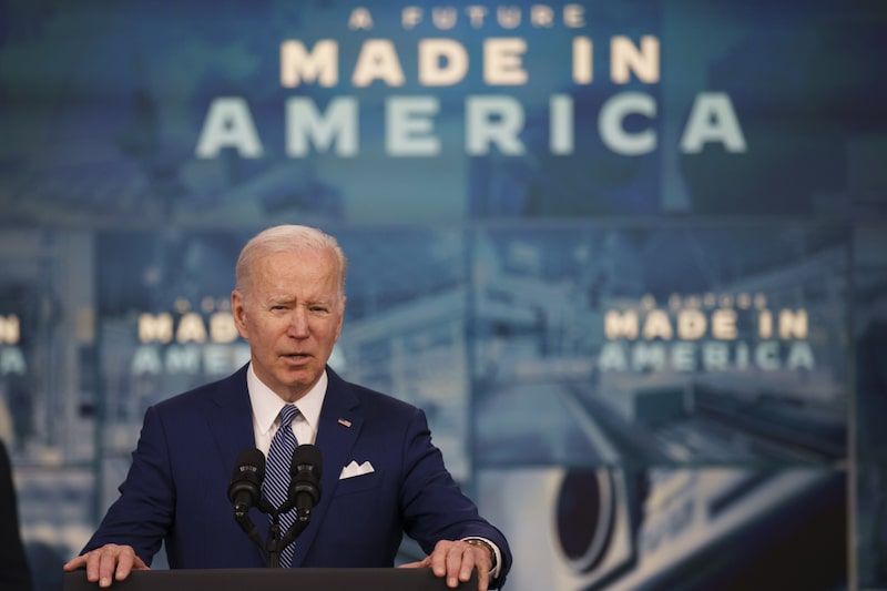 El presidente de EE.UU., Joe Biden, durante un evento en el Eisenhower Executive Office Building en Washington, D.C., EE.UU., el viernes 4 de marzo de 2022. El presidente de EE.UU., Joe Biden, durante un evento en el Eisenhower Executive Office Building en Washington, D.C., EE.UU., el viernes 4 de marzo de 2022.