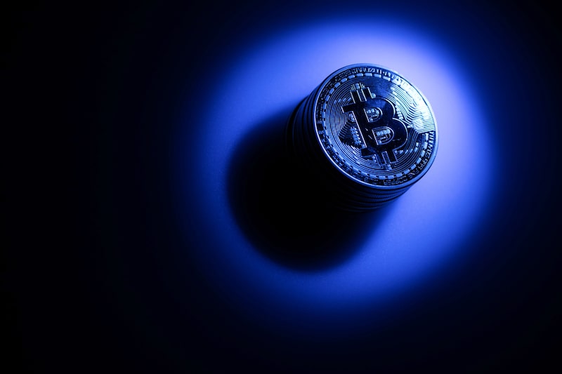 A collection of bitcoin tokens. A collection of bitcoin tokens.