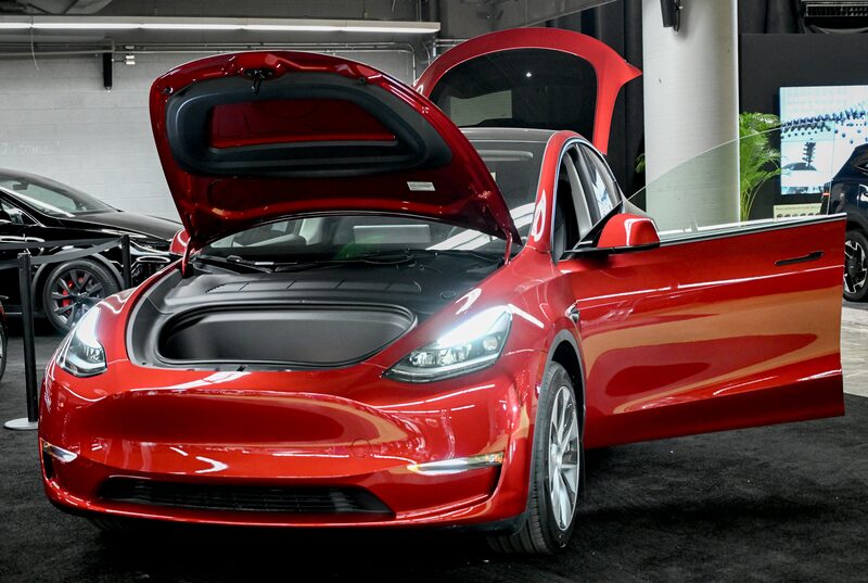 A Tesla Model Y during the Montreal Electric Vehicle Show in Quebec, Canada, on April 19. Photographer: Graham Hughes/Bloomberg A Tesla Model Y during the Montreal Electric Vehicle Show in Quebec, Canada, on April 19. Photographer: Graham Hughes/Bloomberg