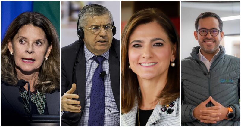 La actual vicepresidenta Marta Lucía Ramírez; el expresidente Cesar Gaviria; la ministra de Transporte, Ángela María Orozco y el director de Dirección de Impuestos y Aduanas Nacionales, Lisandro Junco. La actual vicepresidenta Marta Lucía Ramírez; el expresidente Cesar Gaviria; la ministra de Transporte, Ángela María Orozco y el director de Dirección de Impuestos y Aduanas Nacionales, Lisandro Junco.