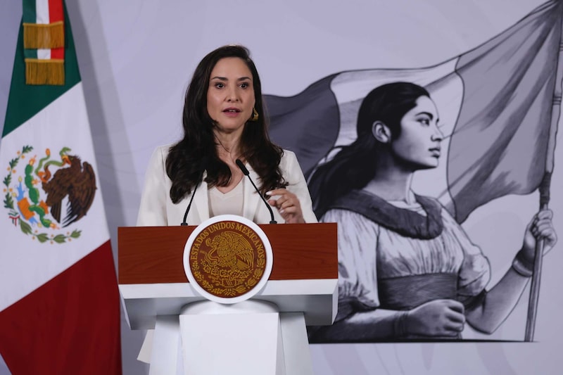 Claudia Curiel, Secretaria de Cultura del Gobierno de México durante una conferencia de prensa en Palacio Nacional, Ciudad de México, México. Claudia Curiel, Secretaria de Cultura del Gobierno de México durante una conferencia de prensa en Palacio Nacional, Ciudad de México, México.