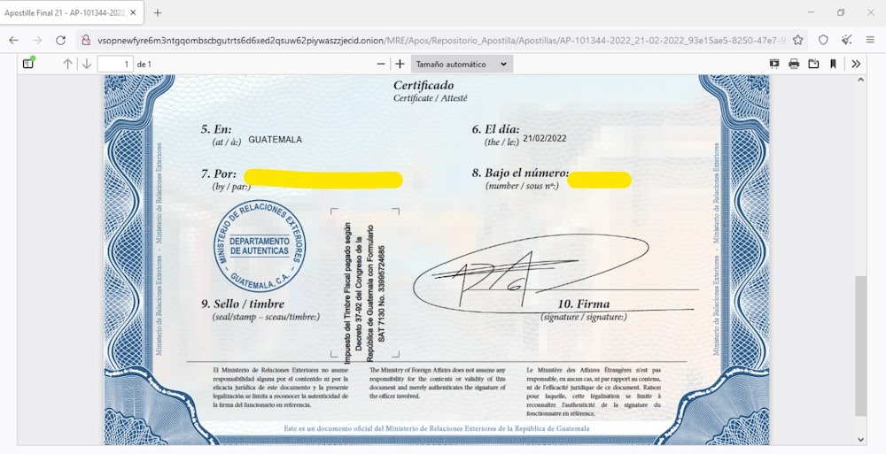 Ejemplo de un archivo de apostillado publicado por el grupo atacante. Ejemplo de un archivo de apostillado publicado por el grupo atacante.