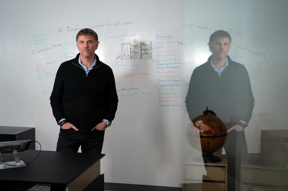 Brian Carbaugh, Co-Founder and CEO of Andesite, poses for a portrait in an office at the Andesite office in McLean, Virginia on February 26, 2026. Photo by Leigh Vogel/Bloomberg Brian Carbaugh, Co-Founder and CEO of Andesite, poses for a portrait in an office at the Andesite office in McLean, Virginia on February 26, 2026. Photo by Leigh Vogel/Bloomberg