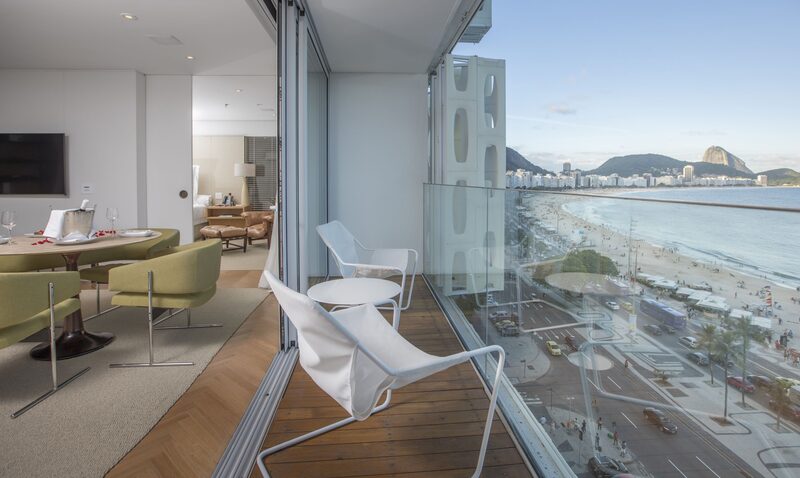 View from a suite at Emiliano Hotel, in Rio de Janeiro, into Copacabana beach and Pao de Açúcar (Sugar Loaf) View from a suite at Emiliano Hotel, in Rio de Janeiro, into Copacabana beach and Pao de Açúcar (Sugar Loaf)