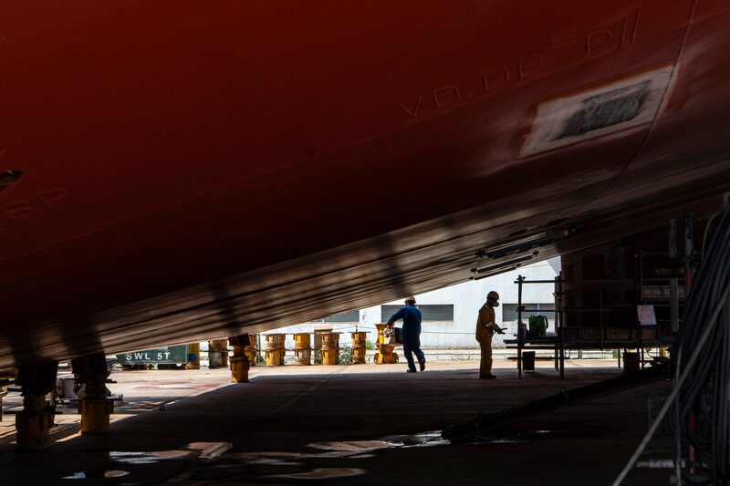 Una vista de las operaciones en el astillero COSCO Qidong en Qidong, China, el martes 8 de octubre de 2024. Una vista de las operaciones en el astillero COSCO Qidong en Qidong, China, el martes 8 de octubre de 2024.