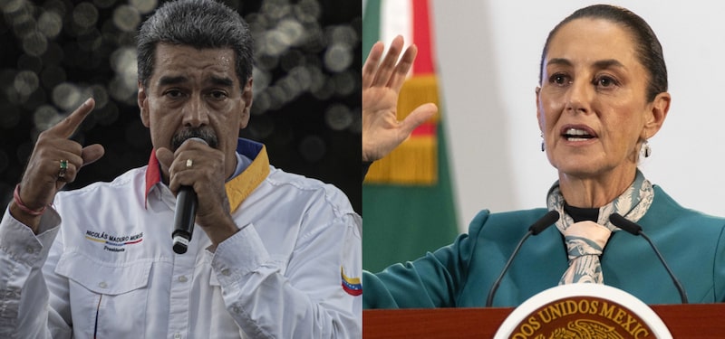 A la izquierda, Nicolás Maduro, a la derecha, Claudia Sheinbaum. A la izquierda, Nicolás Maduro, a la derecha, Claudia Sheinbaum.