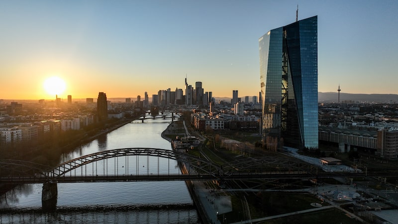 The European Central Bank Headquarters And Frankfurt Financial District The European Central Bank Headquarters And Frankfurt Financial District
