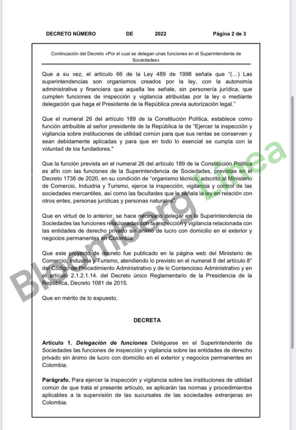 Proyecto de Decreto Proyecto de Decreto