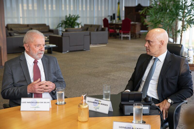 O presidente Luiz Inácio Lula da Silva e o ministro do STF Alexandre de Moraes em reunião no passado O presidente Luiz Inácio Lula da Silva e o ministro do STF Alexandre de Moraes em reunião no passado