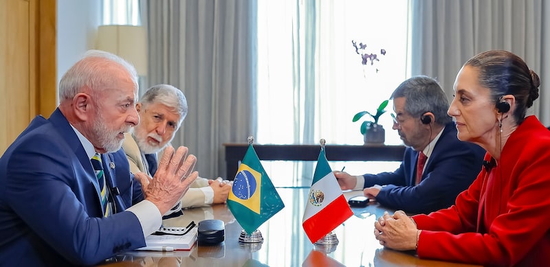 Honduras, 09/04/2025 - Presidente da República, Luiz Inácio Lula da Silva, durante encontro bilateral com Presidenta do México Claudia Sheinbaum. Foto: Ricardo Stuckert/PR Honduras, 09/04/2025 - Presidente da República, Luiz Inácio Lula da Silva, durante encontro bilateral com Presidenta do México Claudia Sheinbaum. Foto: Ricardo Stuckert/PR