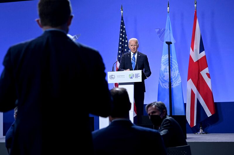 El presidente Joe Biden habla durante una conferencia de prensa en la cumbre climática COP-26 el 2 de noviembre. Fotógrafo: Brendan Smialowki / AFP a través de Getty Images El presidente Joe Biden habla durante una conferencia de prensa en la cumbre climática COP-26 el 2 de noviembre. Fotógrafo: Brendan Smialowki / AFP a través de Getty Images